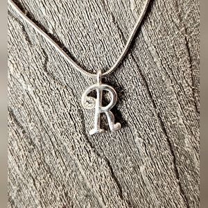 Initial R necklace with clear stone